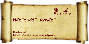 Máthé Arnó névjegykártya